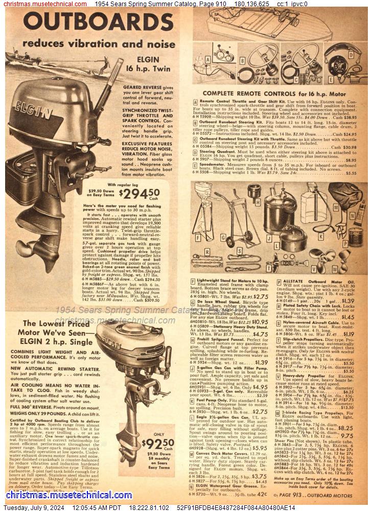 1954 Sears Spring Summer Catalog, Page 910