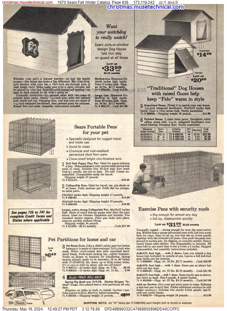 1970 Sears Fall Winter Catalog, Page 936