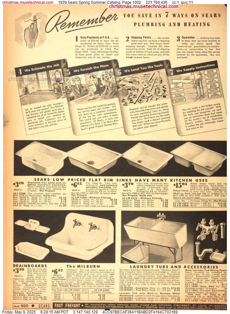 1939 Sears Spring Summer Catalog, Page 1002