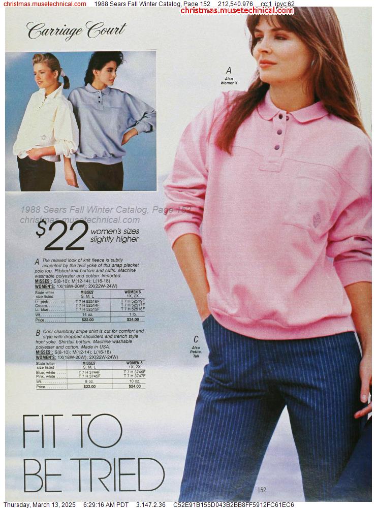 1988 Sears Fall Winter Catalog, Page 152