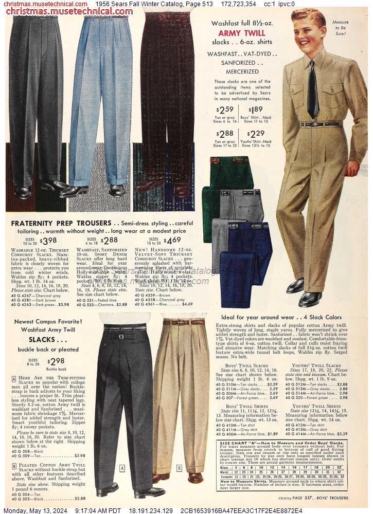 1956 Sears Fall Winter Catalog, Page 513