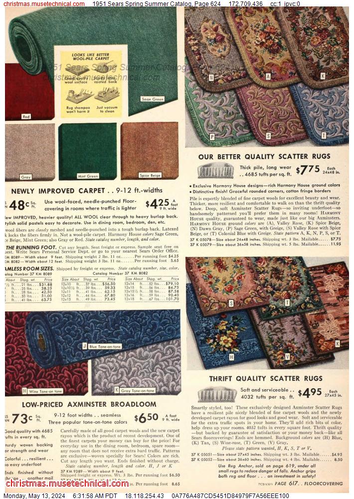 1951 Sears Spring Summer Catalog, Page 624