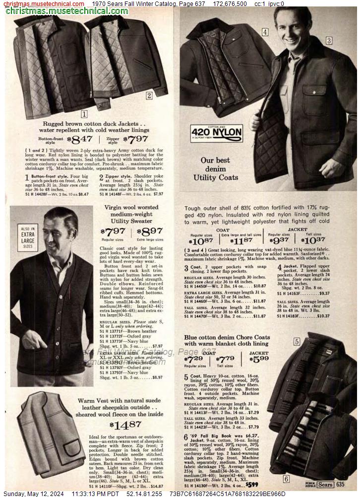1970 Sears Fall Winter Catalog, Page 637