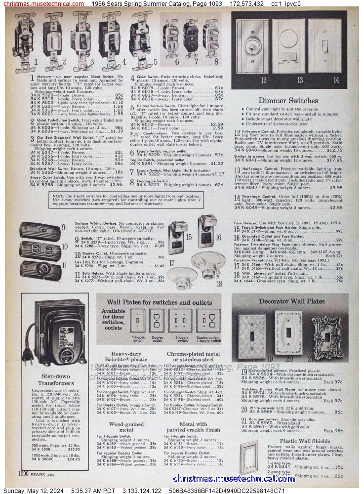 1966 Sears Spring Summer Catalog, Page 1093