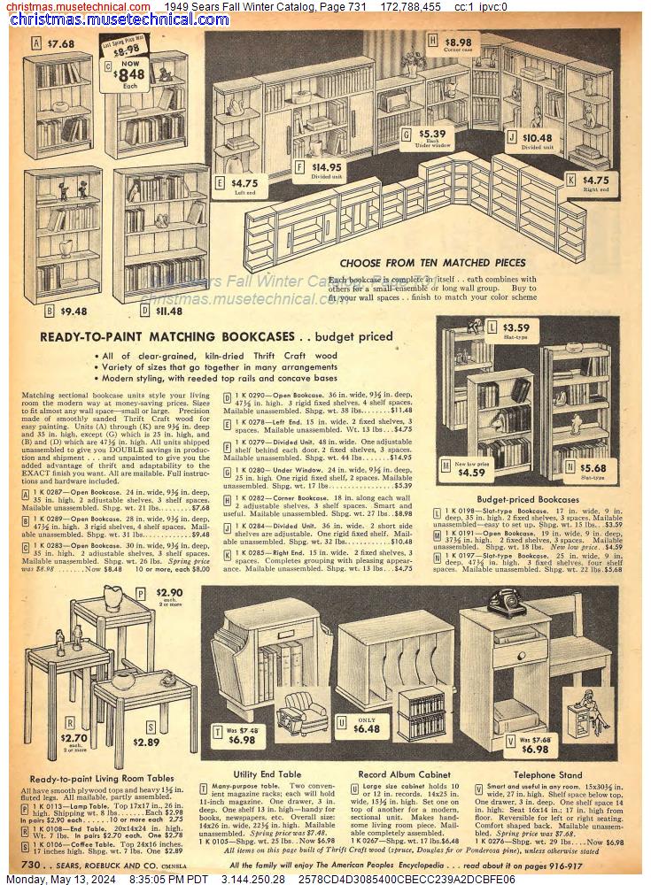 1949 Sears Fall Winter Catalog, Page 731