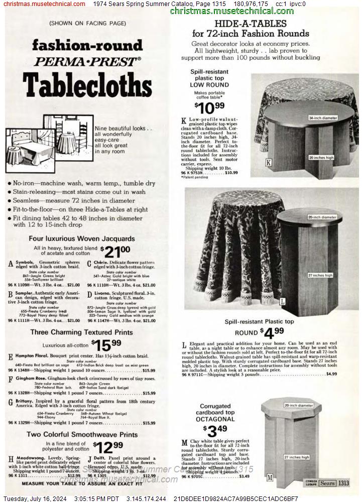 1974 Sears Spring Summer Catalog, Page 1315