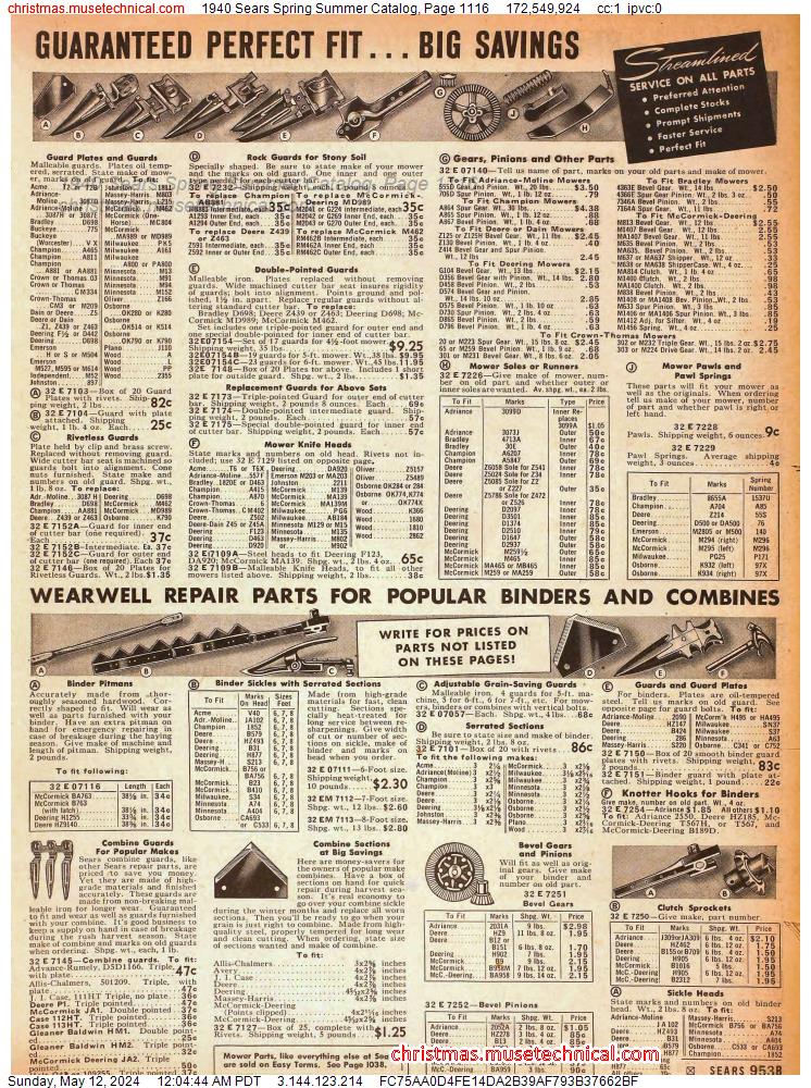 1940 Sears Spring Summer Catalog, Page 1116