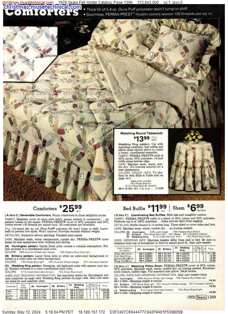 1976 Sears Fall Winter Catalog, Page 1399