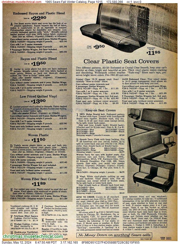 1965 Sears Fall Winter Catalog, Page 1015