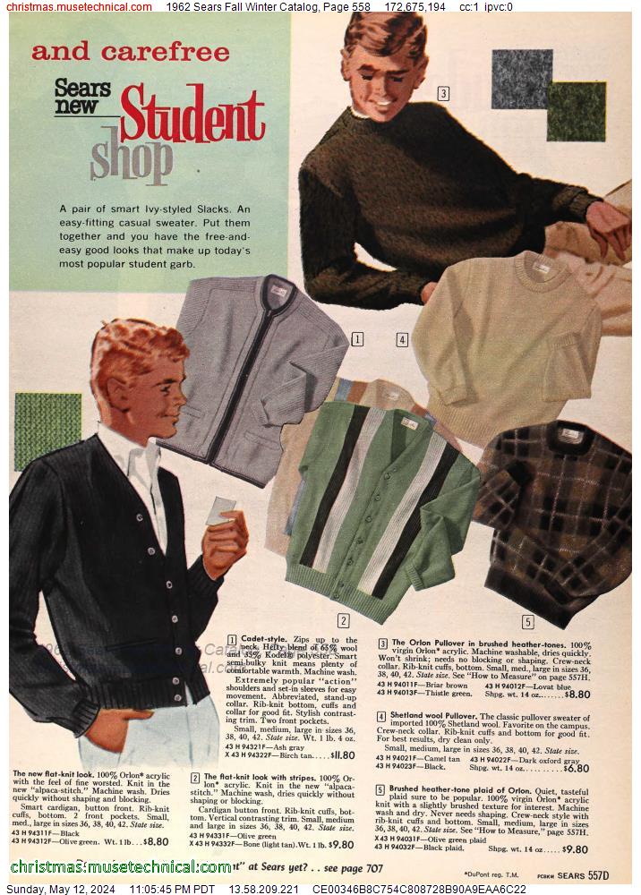 1962 Sears Fall Winter Catalog, Page 558