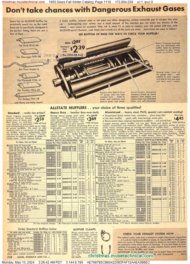 1950 Sears Fall Winter Catalog, Page 1119