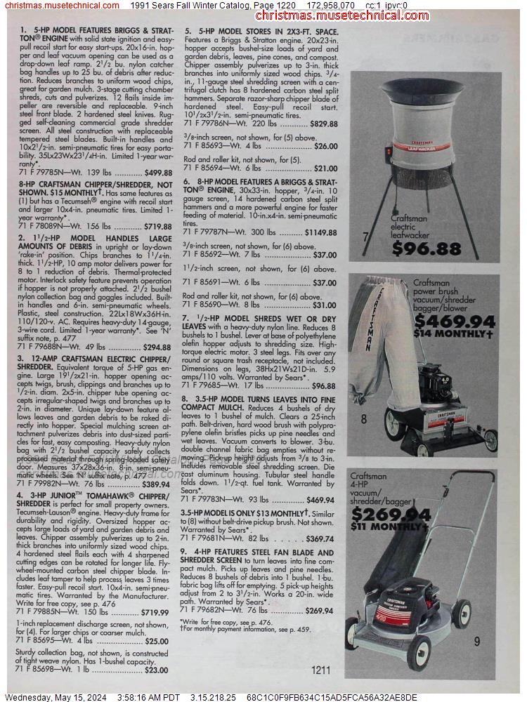 1991 Sears Fall Winter Catalog, Page 1220