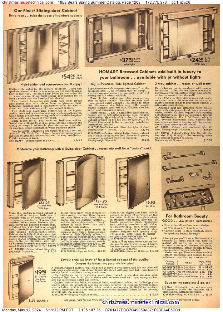 1958 Sears Spring Summer Catalog, Page 1203