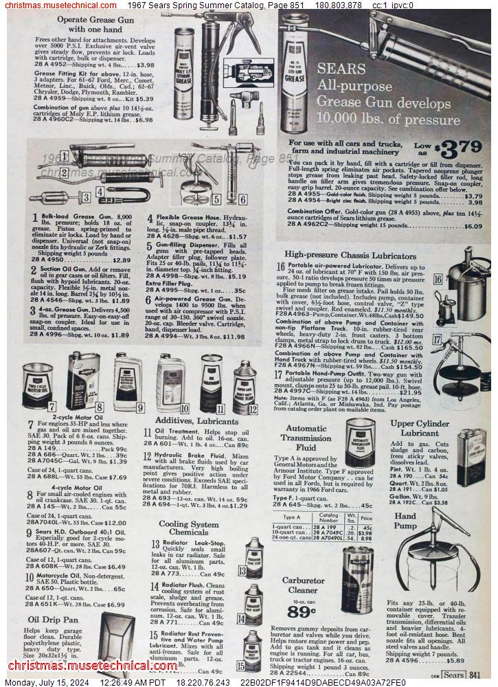 1967 Sears Spring Summer Catalog, Page 851