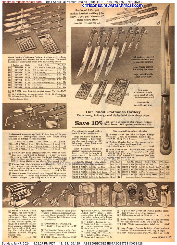 1961 Sears Fall Winter Catalog, Page 1132