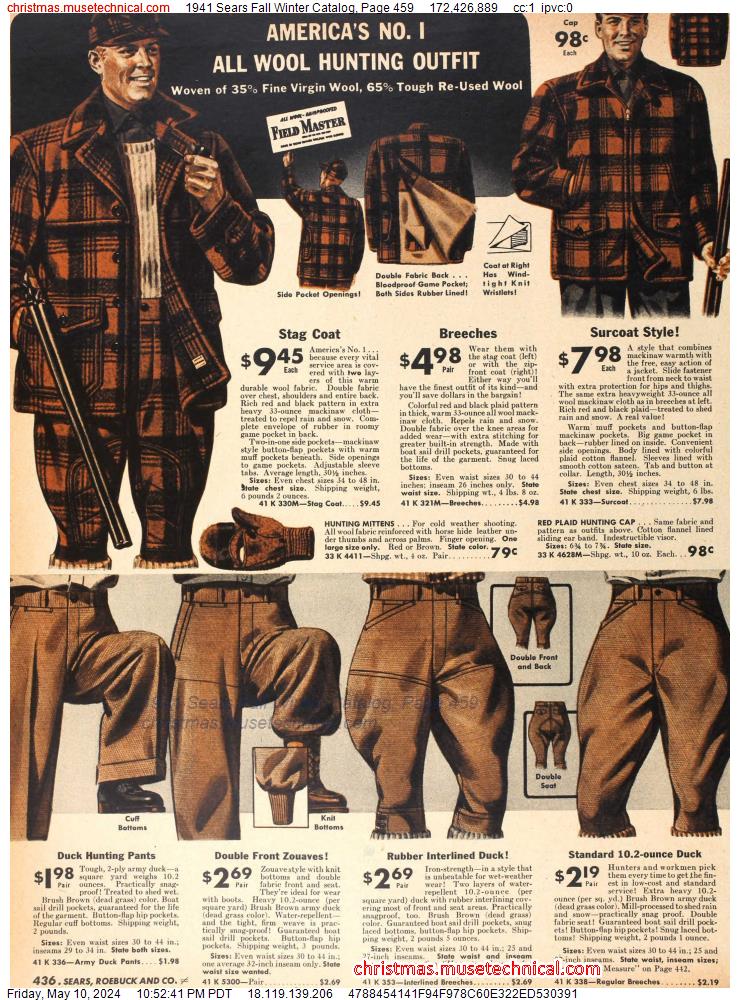 1941 Sears Fall Winter Catalog, Page 459