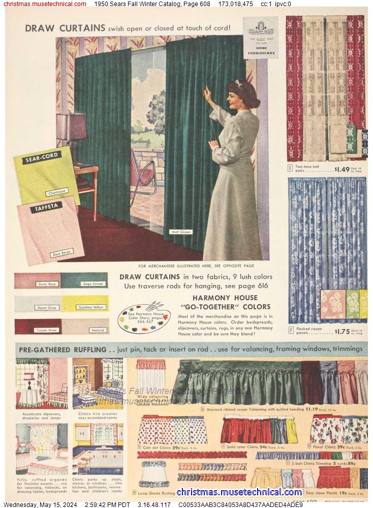 1950 Sears Fall Winter Catalog, Page 608
