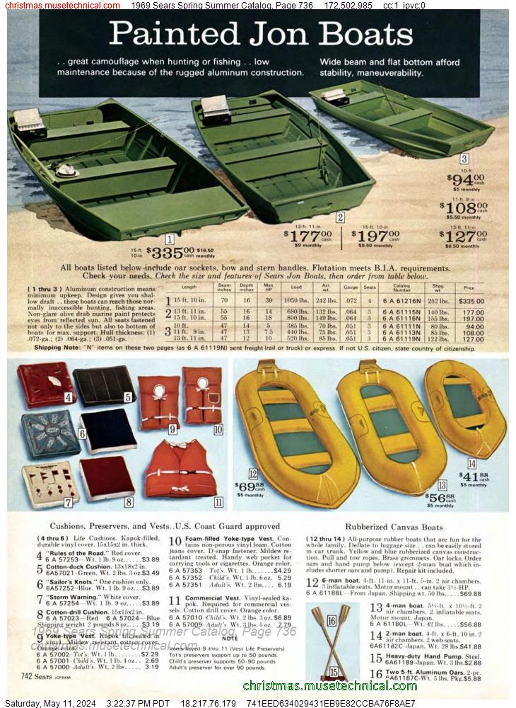 1969 Sears Spring Summer Catalog, Page 736