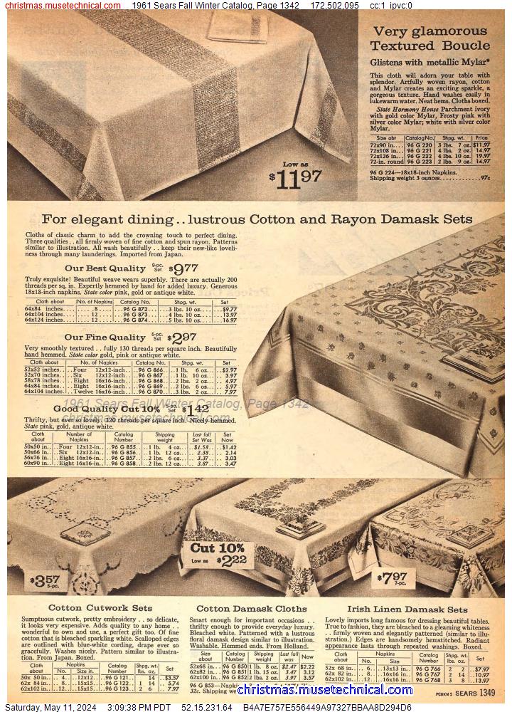 1961 Sears Fall Winter Catalog, Page 1342
