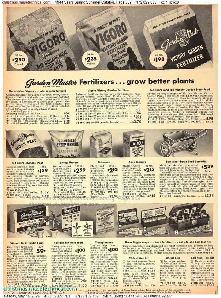 1944 Sears Spring Summer Catalog, Page 869