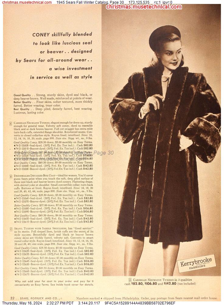 1945 Sears Fall Winter Catalog, Page 30