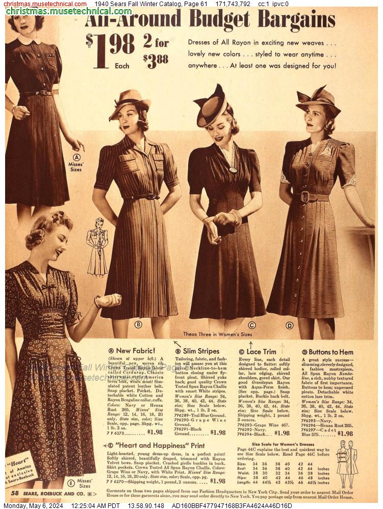 1940 Sears Fall Winter Catalog, Page 61
