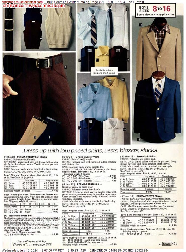 1981 Sears Fall Winter Catalog, Page 491