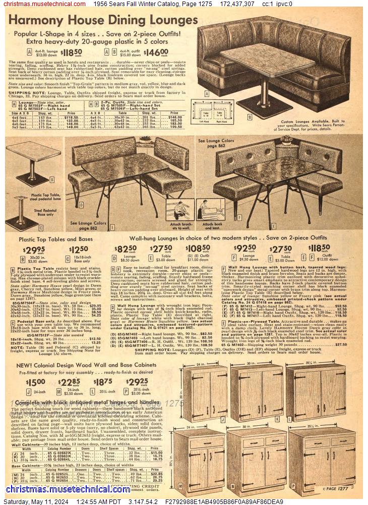 1956 Sears Fall Winter Catalog, Page 1275