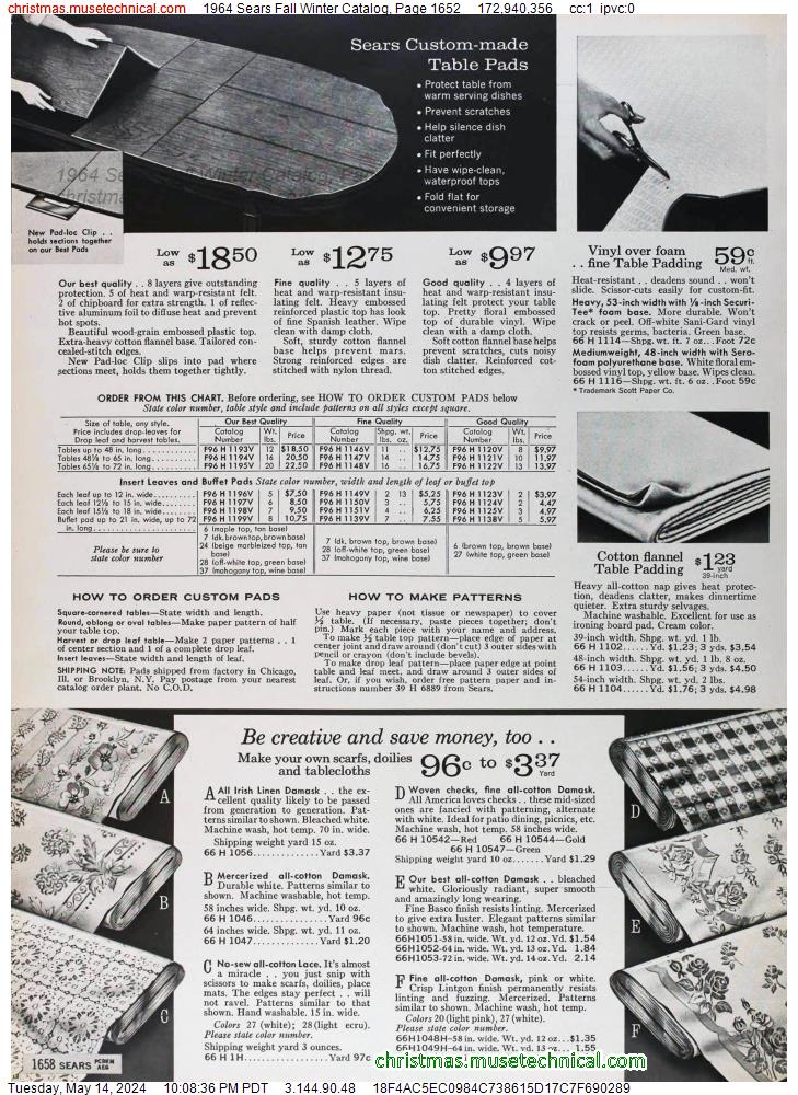 1964 Sears Fall Winter Catalog, Page 1652