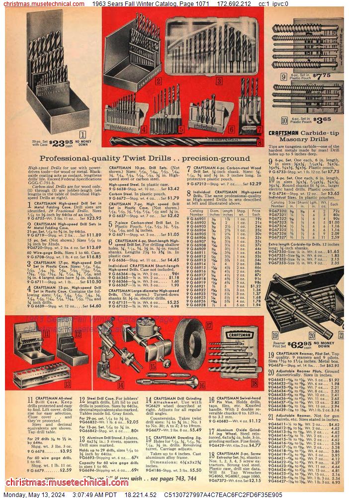1963 Sears Fall Winter Catalog, Page 1071