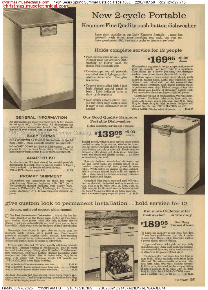 1961 Sears Spring Summer Catalog, Page 1063