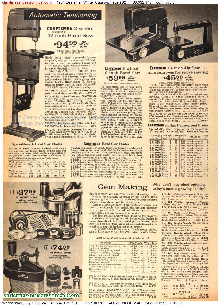 1961 Sears Fall Winter Catalog, Page 982