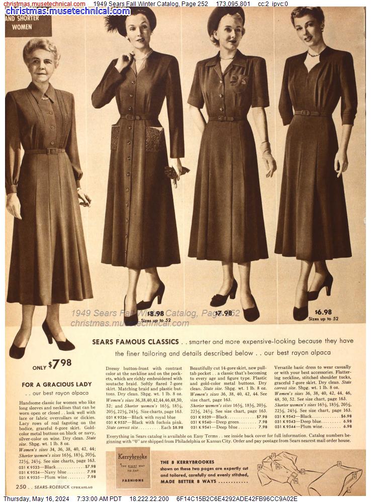 1949 Sears Fall Winter Catalog, Page 252