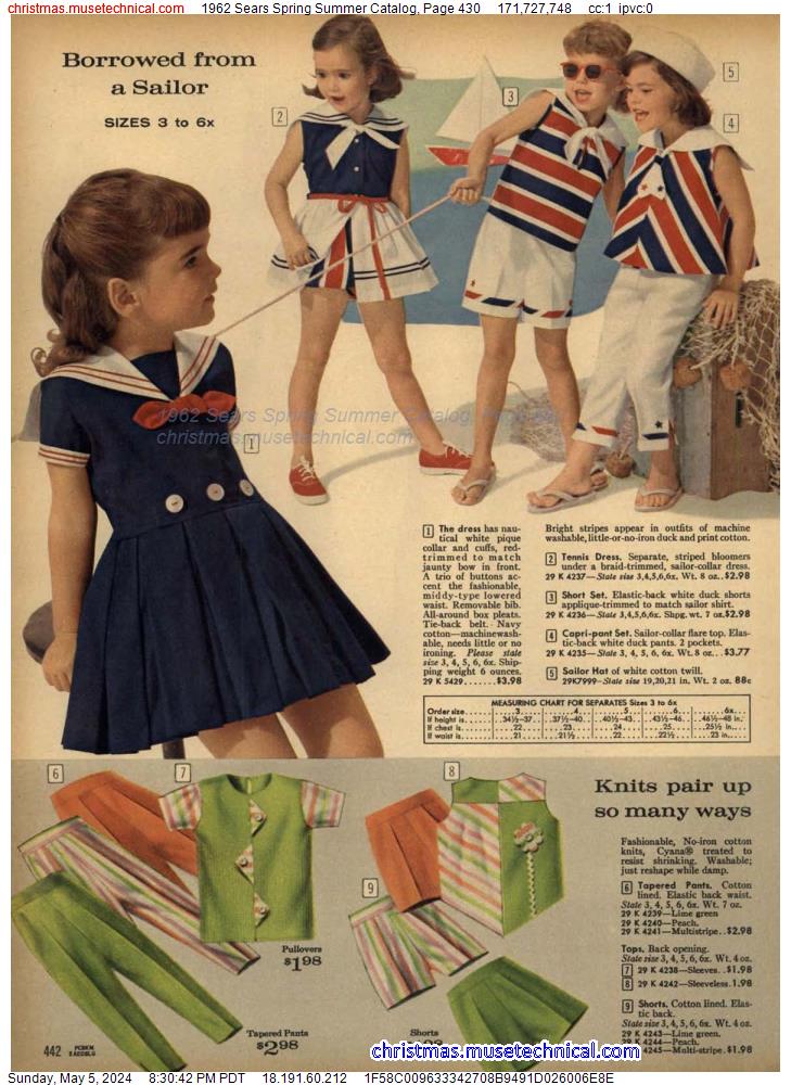 1962 Sears Spring Summer Catalog, Page 430