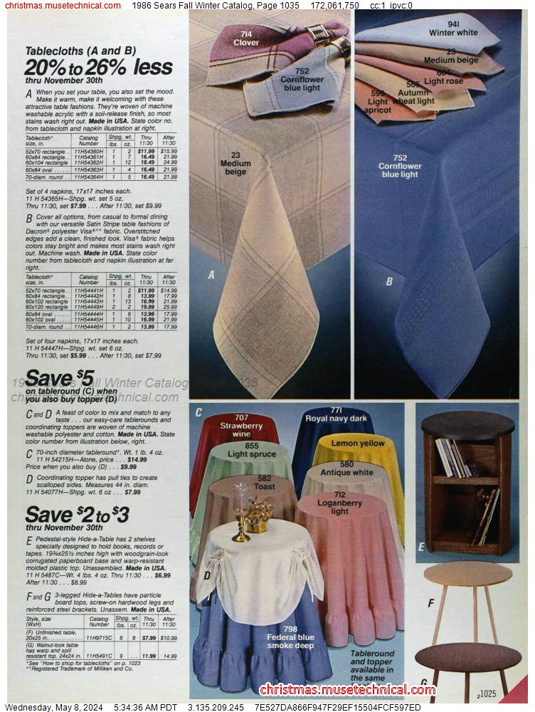 1986 Sears Fall Winter Catalog, Page 1035