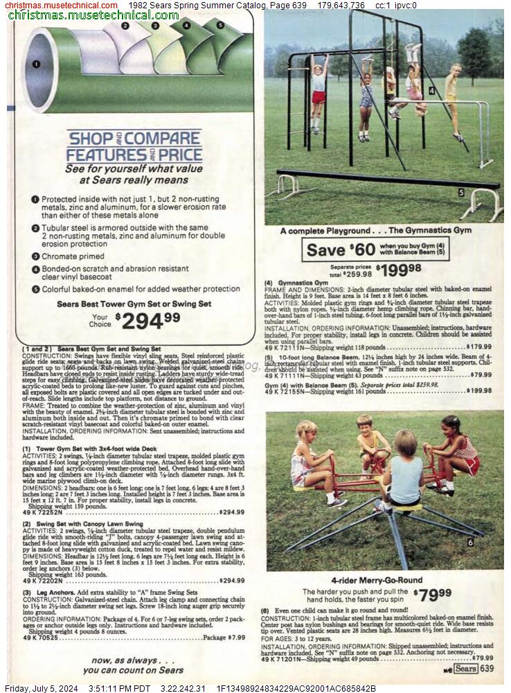 1982 Sears Spring Summer Catalog, Page 639
