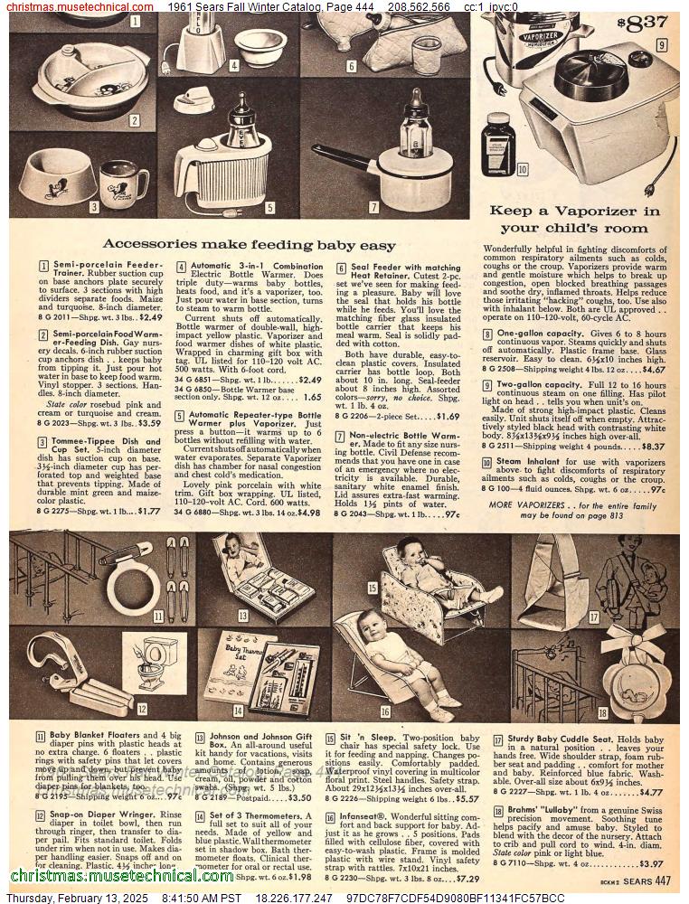 1961 Sears Fall Winter Catalog, Page 444