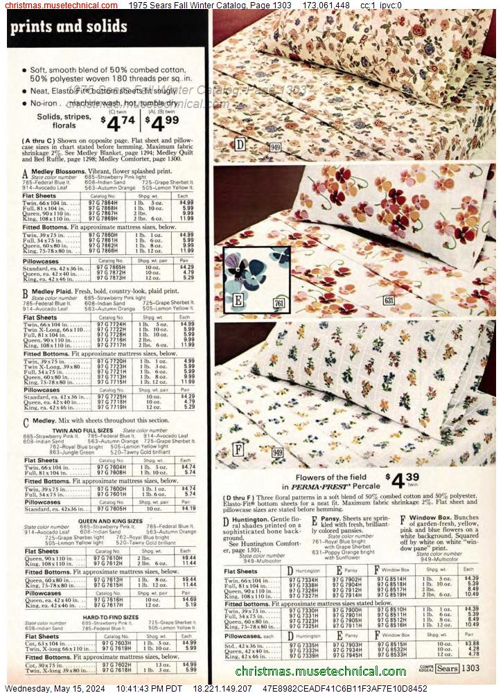 1975 Sears Fall Winter Catalog, Page 1303
