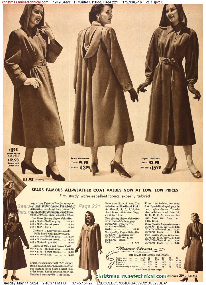 1949 Sears Fall Winter Catalog, Page 221