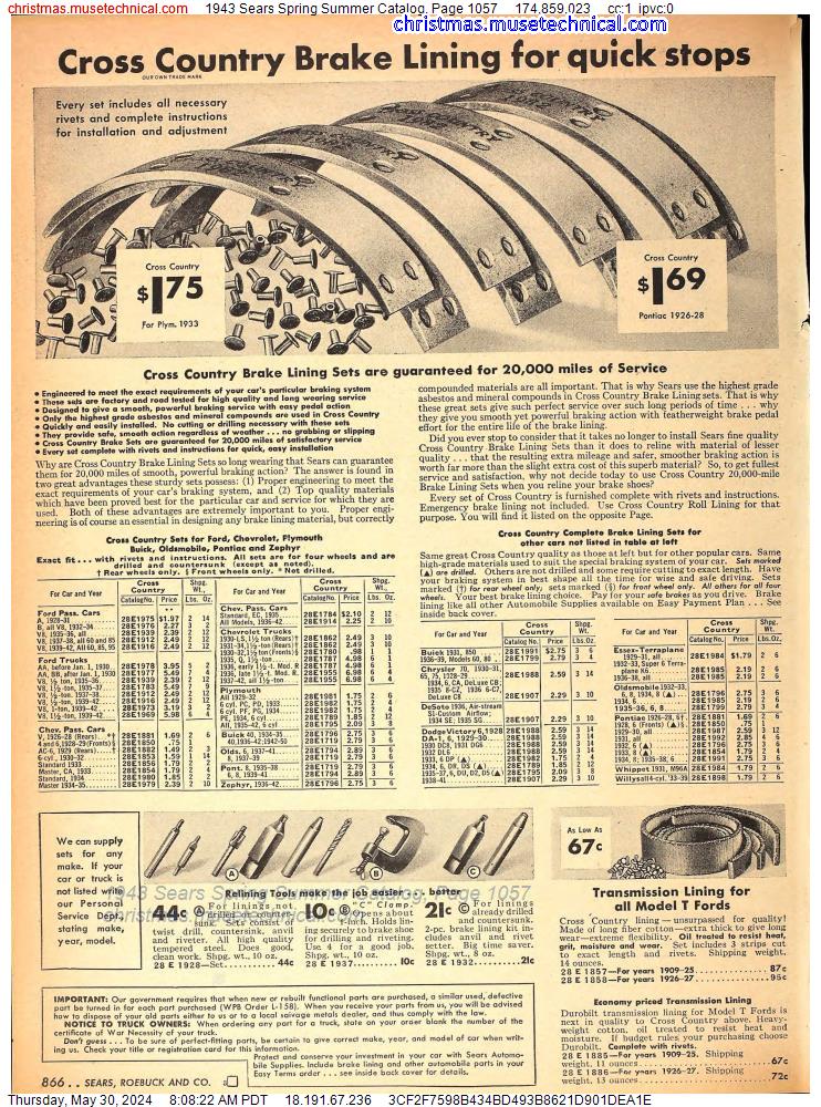 1943 Sears Spring Summer Catalog, Page 1057