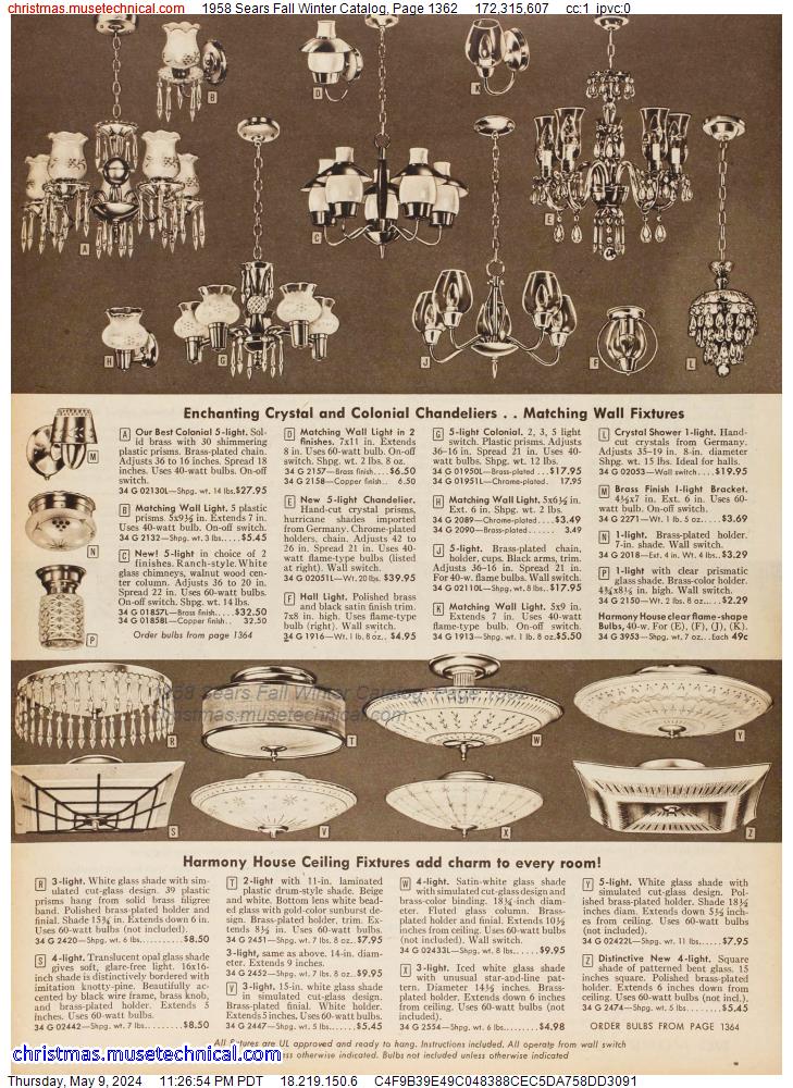 1958 Sears Fall Winter Catalog, Page 1362