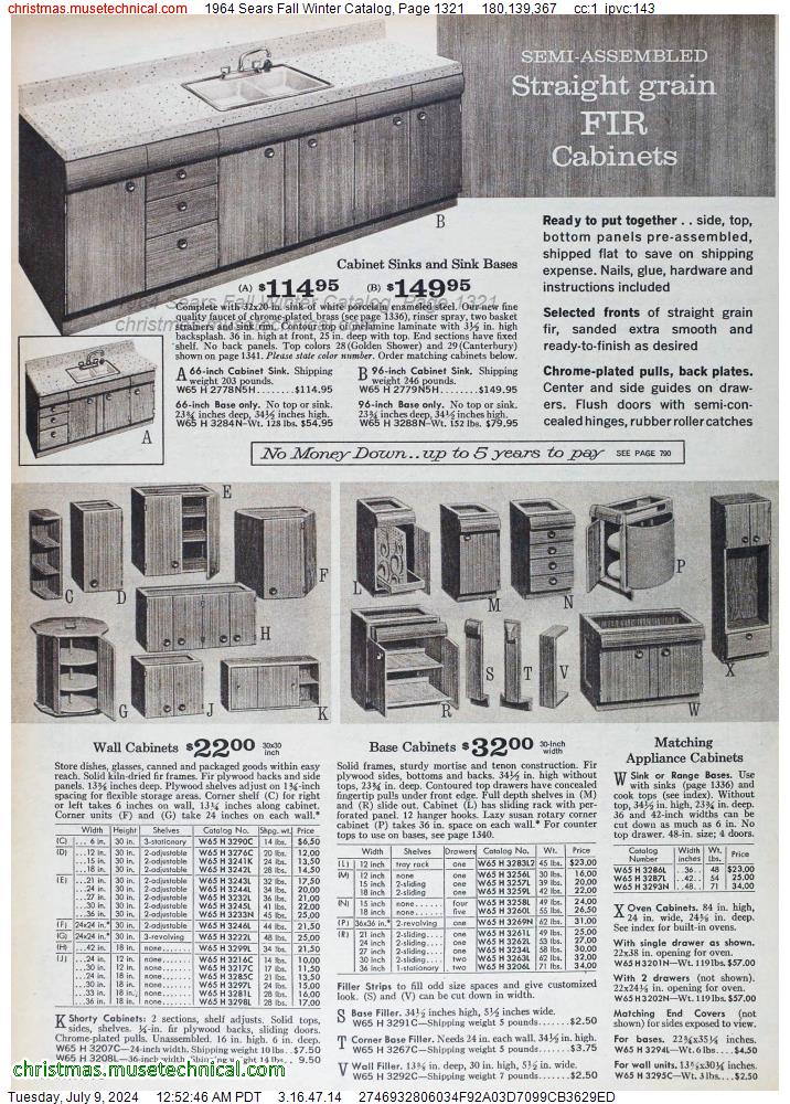 1964 Sears Fall Winter Catalog, Page 1321