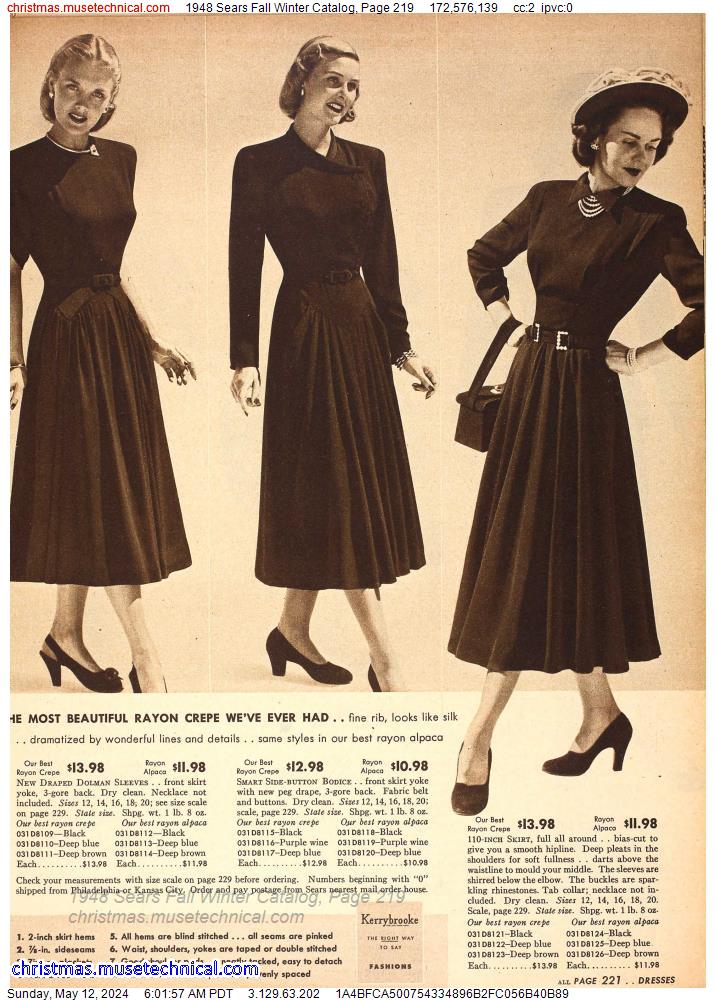 1948 Sears Fall Winter Catalog, Page 219