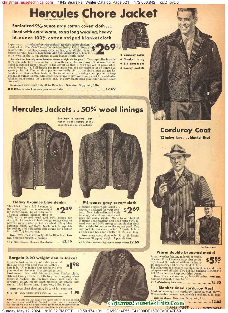 1942 Sears Fall Winter Catalog, Page 521