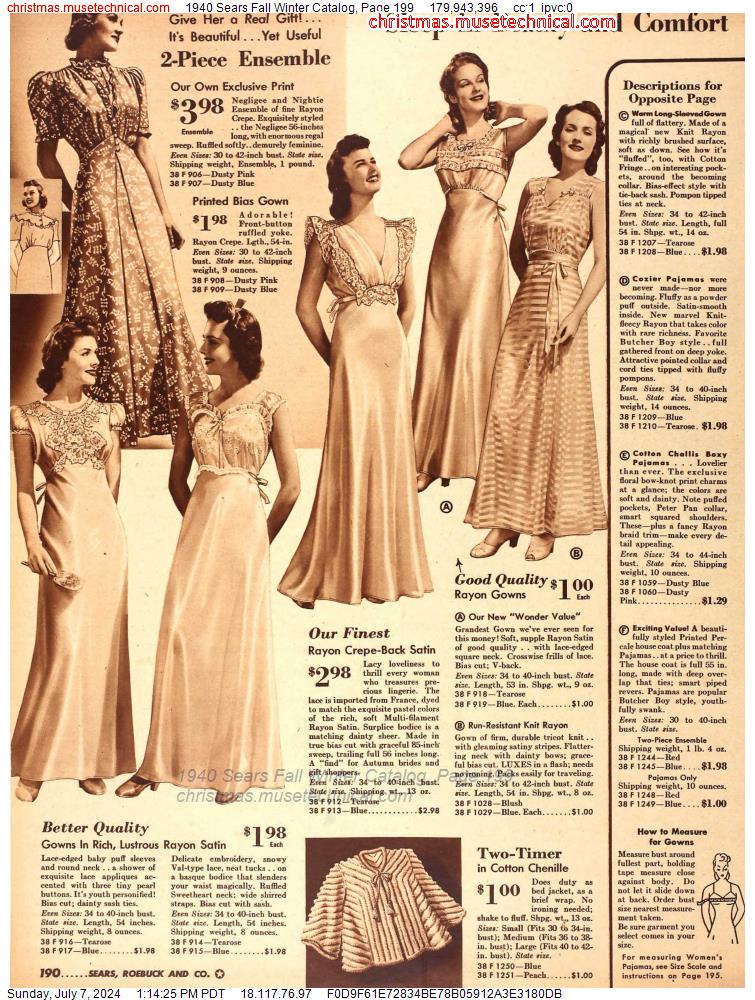 1940 Sears Fall Winter Catalog, Page 199