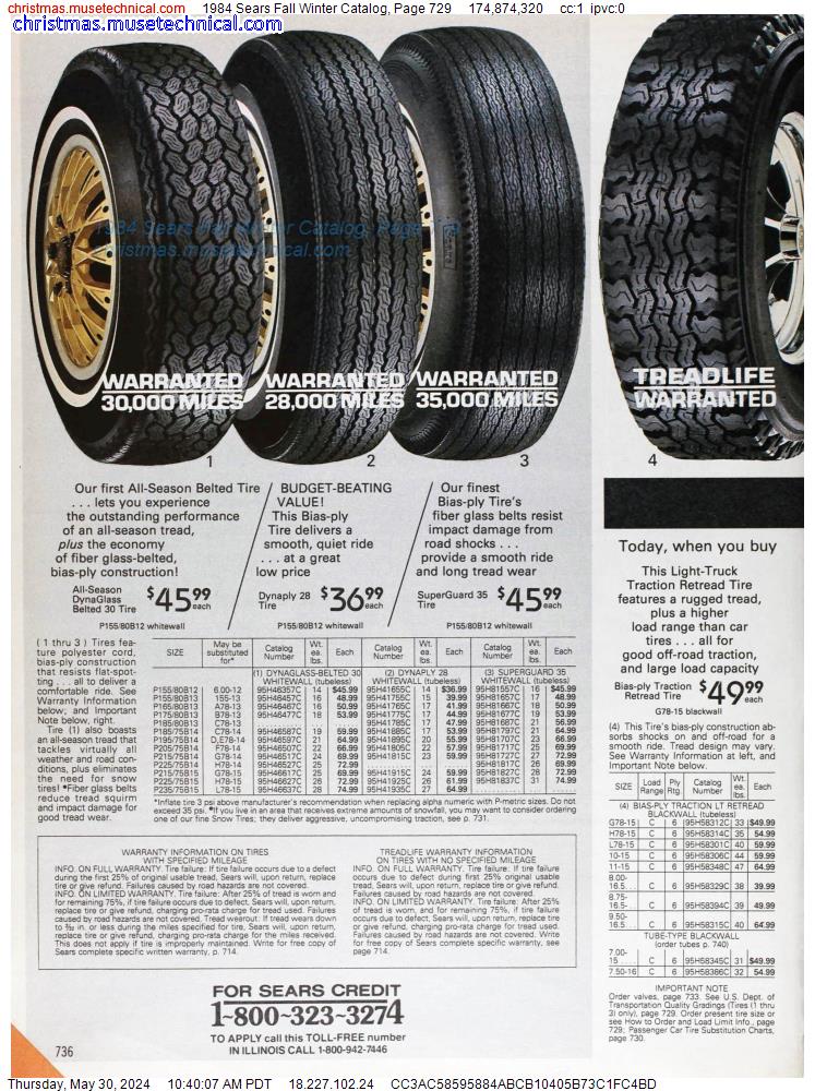 1984 Sears Fall Winter Catalog, Page 729