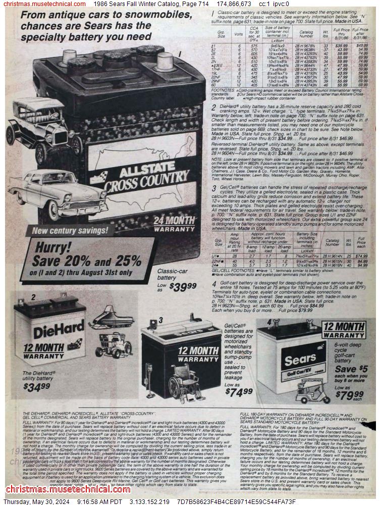 1986 Sears Fall Winter Catalog, Page 714