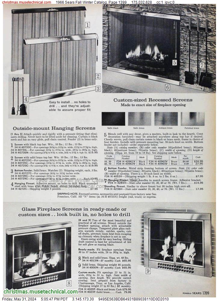 1966 Sears Fall Winter Catalog, Page 1399