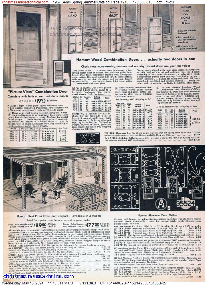 1957 Sears Spring Summer Catalog, Page 1218