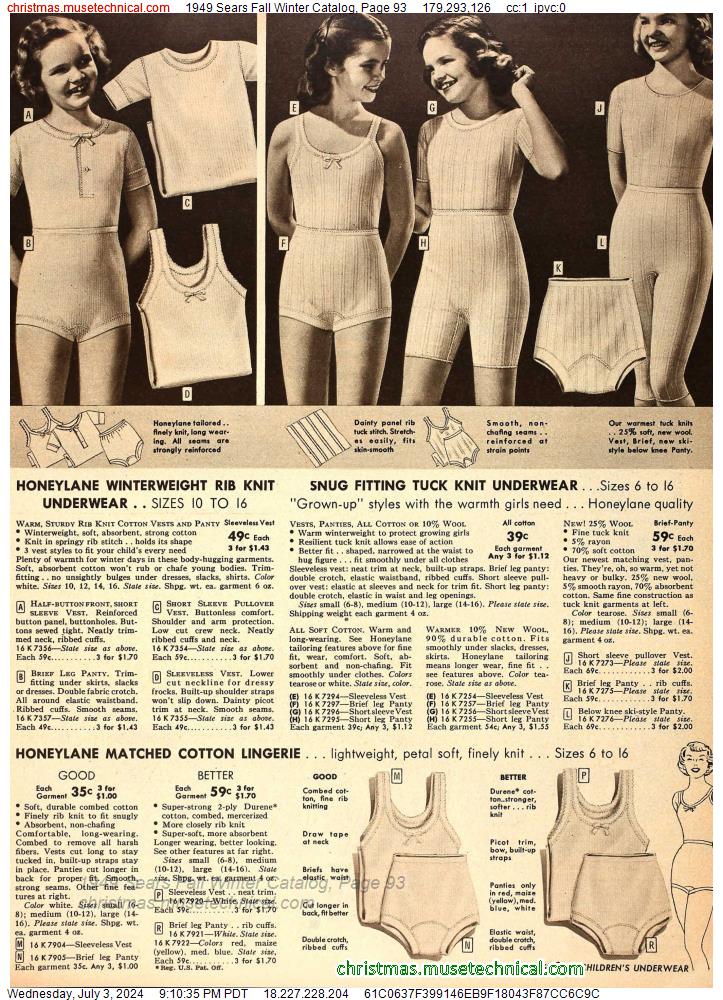 1949 Sears Fall Winter Catalog, Page 93